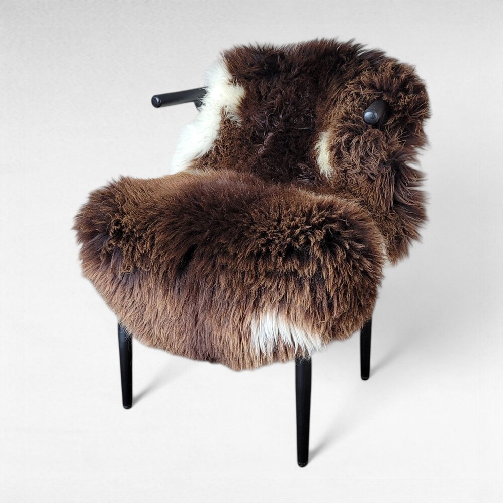 Brown + Ecru Natural Spotted  Dutch Sheepskin 47" x 28"